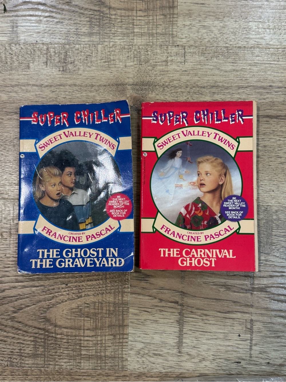 Vintage Sweet Valley Twins Super Chiller paperbacks by Francine Pascal.